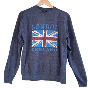 🌈 6/$60 LONDON ENGLAND SWEATSHIRT Great Britain Red Navy Blue White Medium
